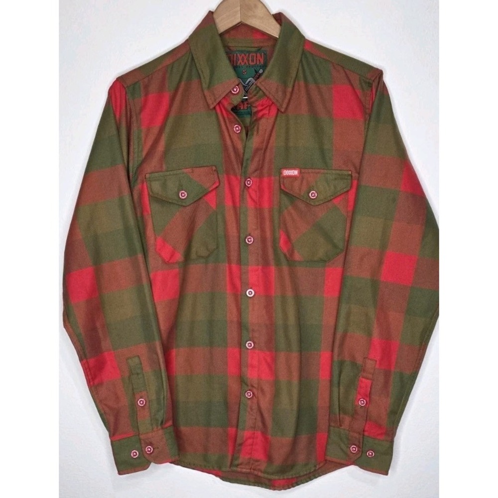 Dixxon Flannel Company Raph Green Orange Buffalo Plaid D-Tech Shirt Men S Button